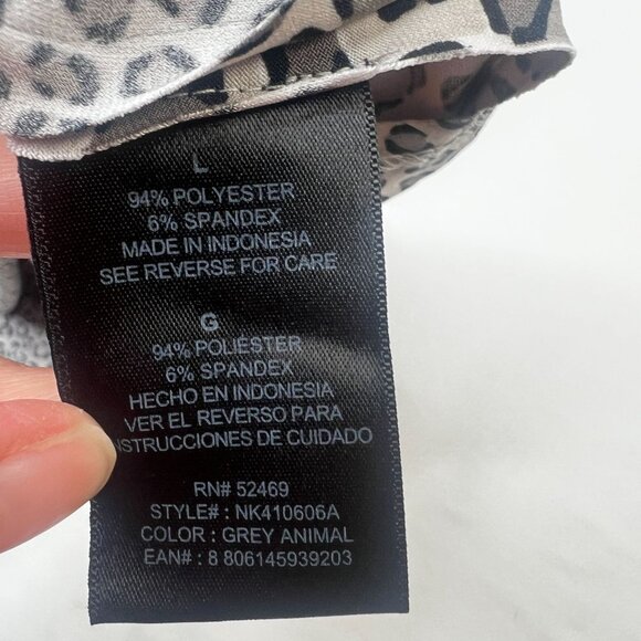 Norma Kamali Cheetah Print Twist Dress Stretch Jersey Grey Animal Print Large - Picture 9 of 10